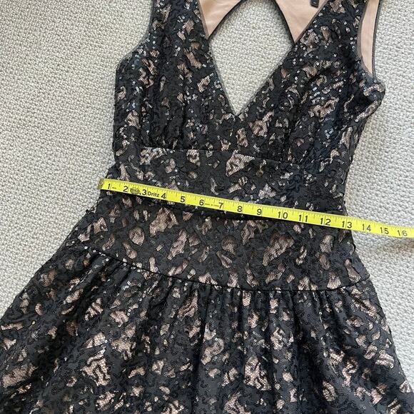 BCBG Maxazria Katarina Black Lace Sequin Open Back Dress - Size 4 - Picture 11 of 13